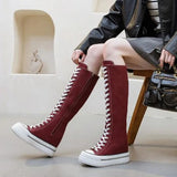 Funki Buys | Boots | Women's Knee High Platform Canvas Boots