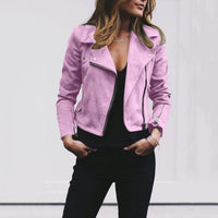 Funki Buys | Jackets | Women's Diagonal Zipper Short Jacket