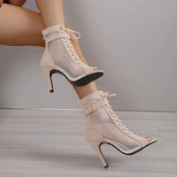 Funki Buys | Boots | Women's Mesh Lace Up Buckle Ankle Boots