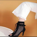 Funki Buys | Boots | Women's Mesh Lace Up Buckle Ankle Boots