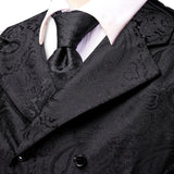 Funki Buys | Vests | Men's 4 Pcs Black Paisley Tie Vest Set
