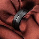 Funki Buys | Rings | Tungsten Brushed Black Bevilled Bands