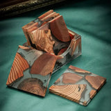 Funki Buys | Coasters | Elegant Pine Wood Resin Drink Coasters 6 Pcs