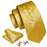 Funki Buys | Neckties | Men's Classic 3pcs Gold Tie Set