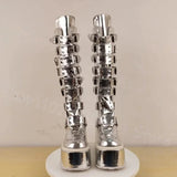 Funki Buys | Boots | Women's Silver Buckle Strap Platform Boots