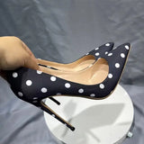 Funki Buys | Shoes | Women's Silk Polka Dot Pointed Toe Heels