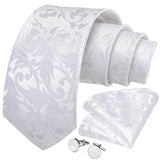 Funki Buys | Neckties | Men's Formal 3pcs White Silver Gray Tie Set