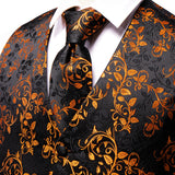Funki Buys | Vests | Men's 4 Pcs Luxury Golden Silk Tie Vest Set