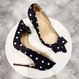 Funki Buys | Shoes | Women's Silk Polka Dot Bow Knot Heels