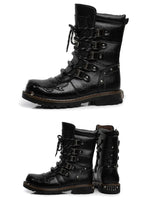 Funki Buys | Boots | Men's Gothic Punk Buckle Strap Biker Boots