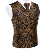 Funki Buys | Vests | Men's 4 Pcs Dark Gold Paisley Tie Set