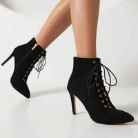 Funki Buys | Boots | Women's Suede Lace Up Stiletto Short Boot