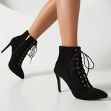 Funki Buys | Boots | Women's Suede Lace Up Stiletto Short Boot