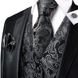 Funki Buys | Vests | Men's Luxury 5 Pcs Black Gray Vest Tie Set