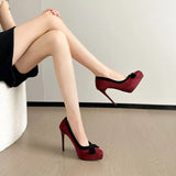 Funki Buys | Shoes | Women's Suede Bow Tie Platorm Heels