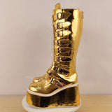 Funki Buys | Boots | Women's Gold Buckle Strap Platform Boots