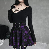 Funki Buys | Skirts | Women's Gothic Retro Punk Plaid Mini Skirt