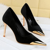 Funki Buys | Shoes | Women's Velvet Stilettos Metal Toe Heel