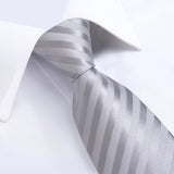 Funki Buys | Neckties | Men's 3pcs Silver Grey Striped Tie Set