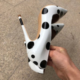 Funki Buys | Shoes | Women's White Black Polka Dot Heels