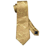 Funki Buys | Neckties | Men's 3pcs Silk Floral Gold Tie Set