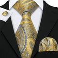 Funki Buys | Neckties | Men's Luxury 3 Pcs Yellow Blue Tie Set