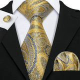 Funki Buys | Neckties | Men's Luxury 3 Pcs Yellow Blue Tie Set