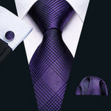 Funki Buys | Neckties | Men's 3pcs Silk Floral Purple Tie Set