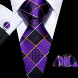 Funki Buys | Neckties | Men's 3pcs Silk Floral Purple Tie Set