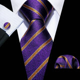 Funki Buys | Neckties | Men's 3pcs Silk Floral Purple Tie Set