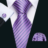 Funki Buys | Neckties | Men's 3pcs Silk Floral Purple Tie Set