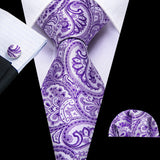 Funki Buys | Neckties | Men's 3pcs Silk Floral Purple Tie Set