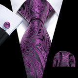 Funki Buys | Neckties | Men's 3pcs Silk Floral Purple Tie Set