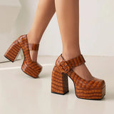 Funki Buys | Shoes | Women's Stone Pattern High-Heel Platform