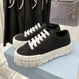 Funki Buys | Shoes | Women's Thick Heeled Canvas Sneakers