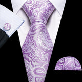 Funki Buys | Neckties | Men's 3pcs Silk Floral Purple Tie Set