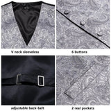 Funki Buys | Vests | Men's Luxury 5 Pcs Silver Waistcoat Tie Set