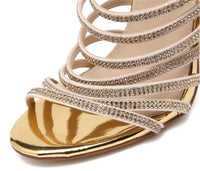 Funki Buys | Shoes | Women's Bling Gold Crystal Sandals | Stilettos