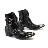 Funki Buys | Boots | Snake Pattern Vintage Ankle Boots | Buckle Rivet