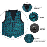 Funki Buys | Vests | Men's 4 Pcs Luxury Teal Blue Tie Vest Set