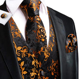 Funki Buys | Vests | Men's 4 Pcs Luxury Golden Silk Tie Vest Set