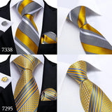 Funki Buys | Neckties | Men's Classic 3 Pcs Gold Floral Tie Set