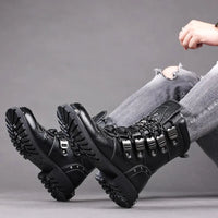 Funki Buys | Boots | Men's Gothic Punk Buckle Strap Biker Boots