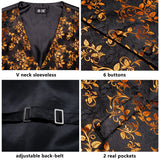 Funki Buys | Vests | Men's 4 Pcs Luxury Golden Silk Tie Vest Set