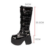 Funki Buys | Boots | Women's Harajuku Wide Buckle Boots