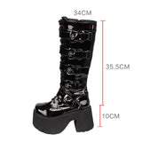 Funki Buys | Boots | Women's Harajuku Wide Buckle Boots