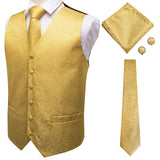 Funki Buys | Vests | Men's 4 Pcs Luxury Gold Vest Tie Set