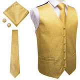 Funki Buys | Vests | Men's 4 Pcs Luxury Gold Vest Tie Set