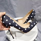 Funki Buys | Shoes | Women's Silk Polka Dot Pointed Toe Heels