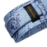 Funki Buys | Neckties | Men's Formal 3pcs Silk Blue Tie Set